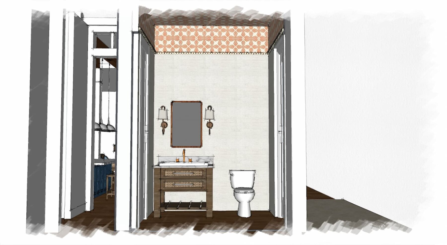 pool overlooking the ocean in lite up the night