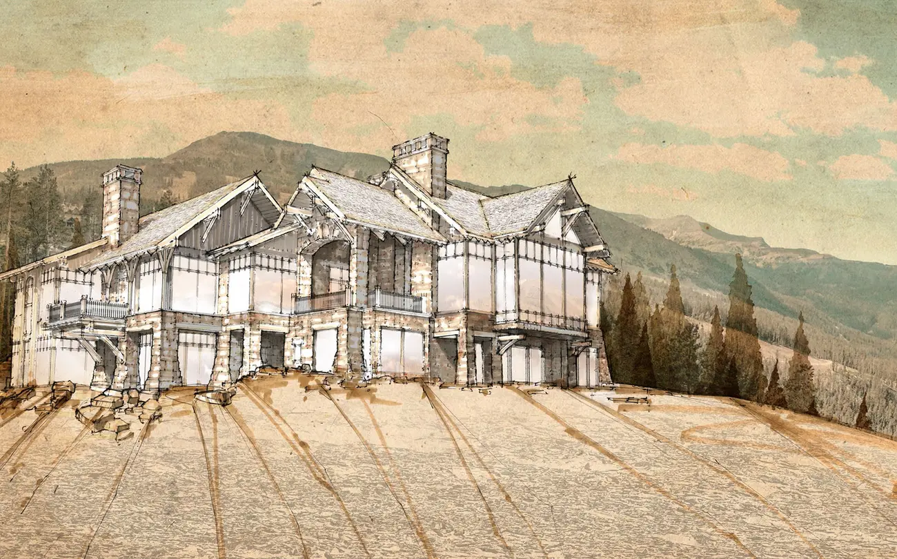 architectural drawing of the lookout lodge by rothrock construction