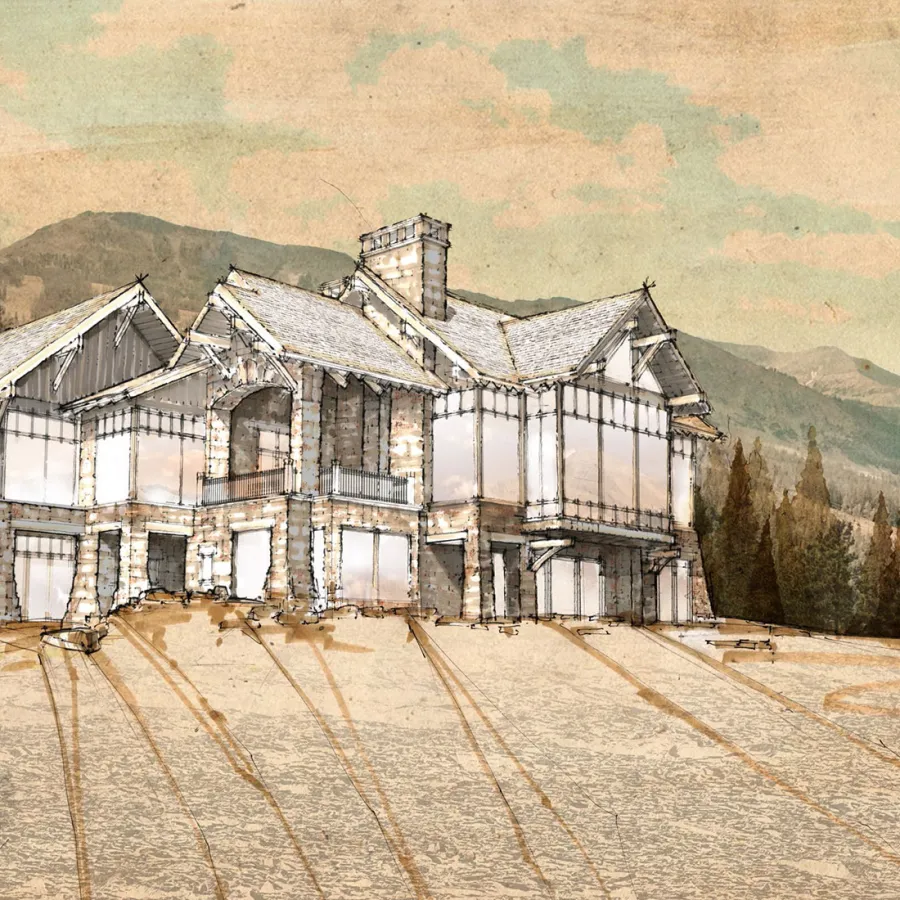 architectural drawing of the lookout lodge by rothrock construction