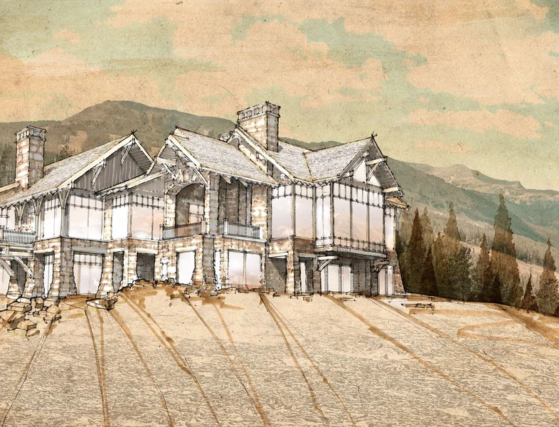 architectural drawing of the lookout lodge by rothrock construction