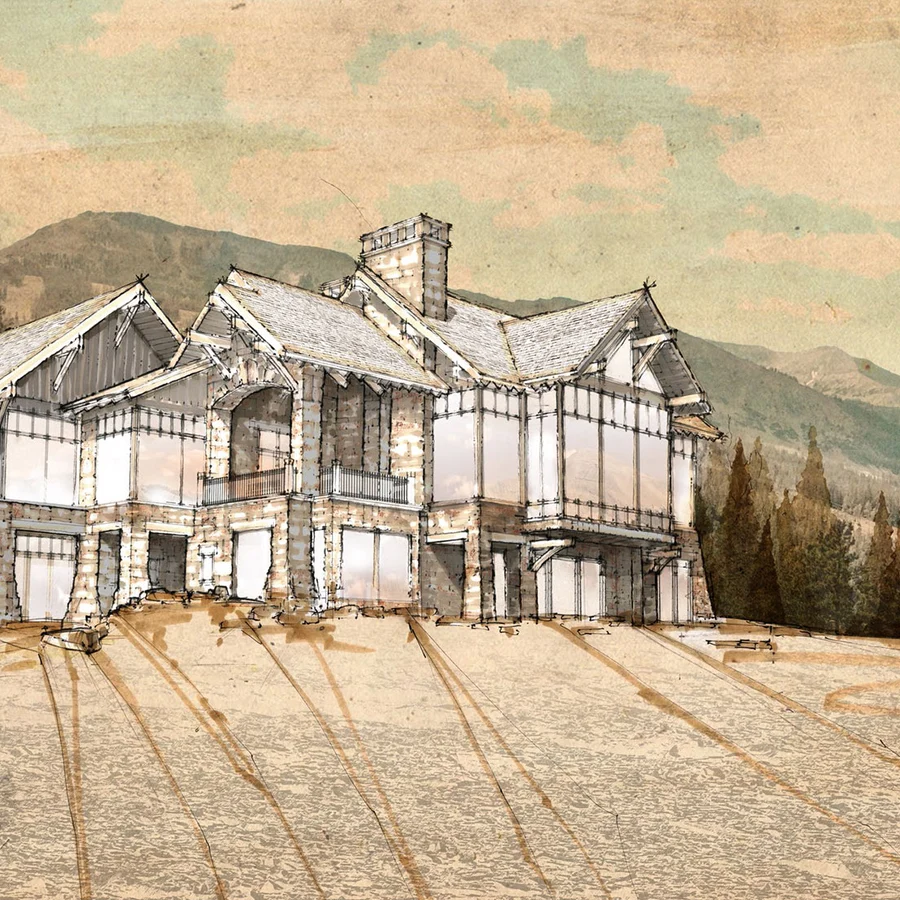 architectural drawing of the lookout lodge by rothrock construction