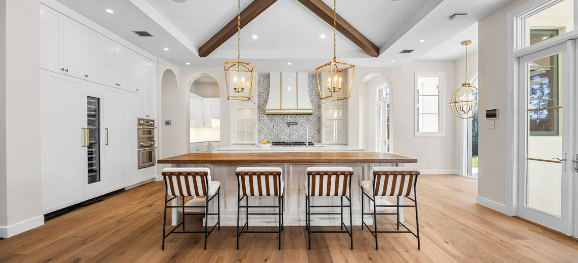 large open kitchen with an island bar