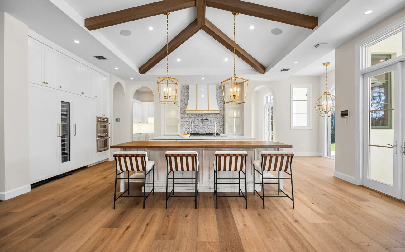 large open kitchen with an island bar