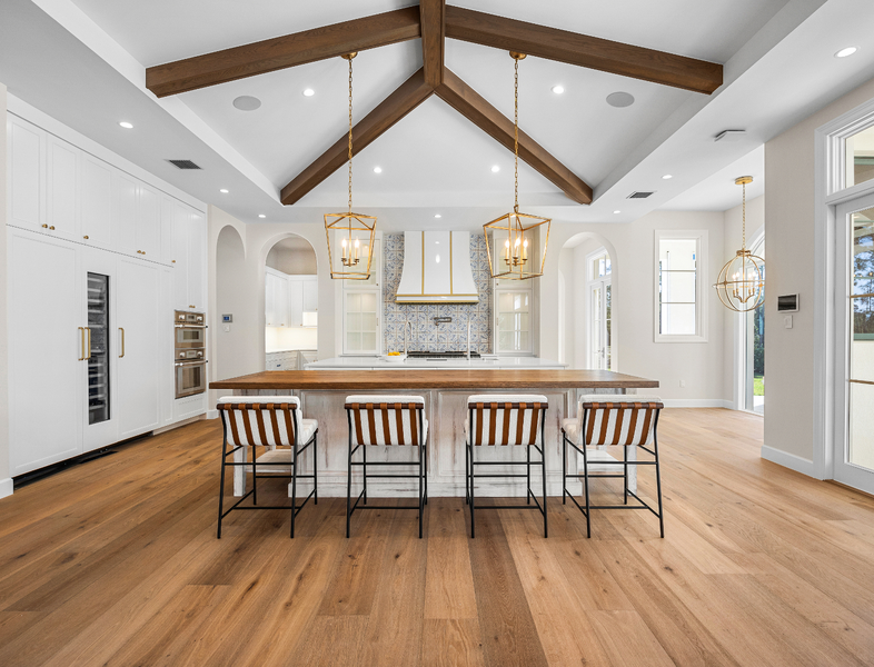 large open kitchen with an island bar