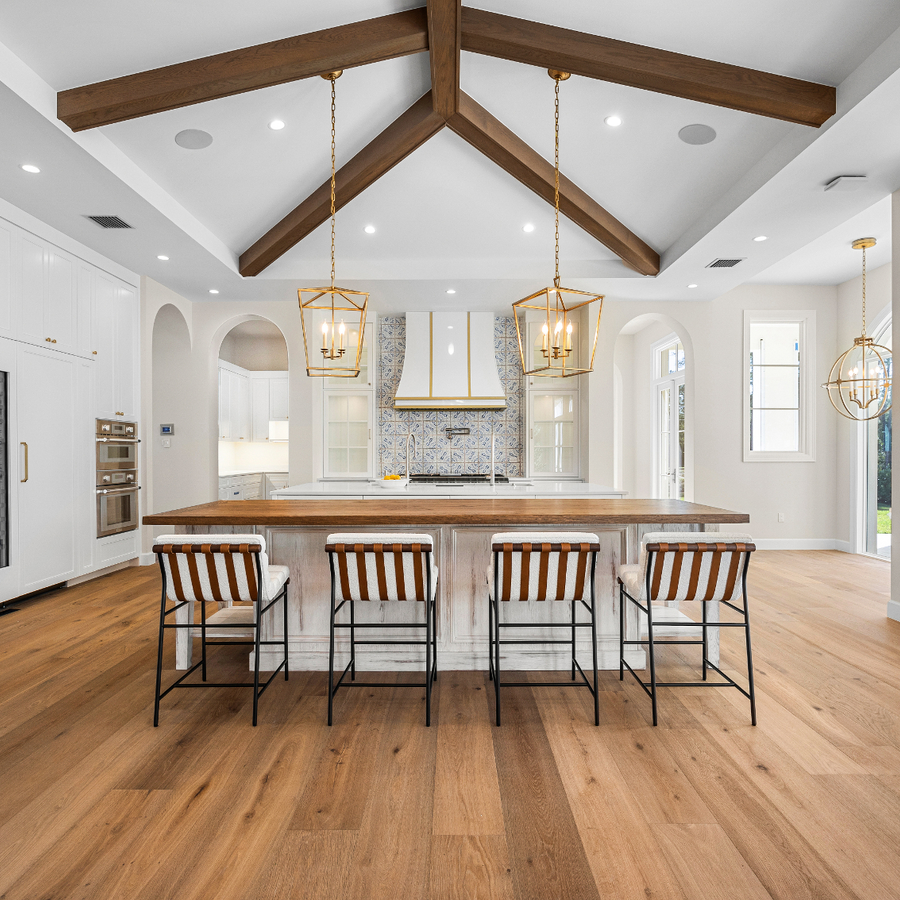 large open kitchen with an island bar