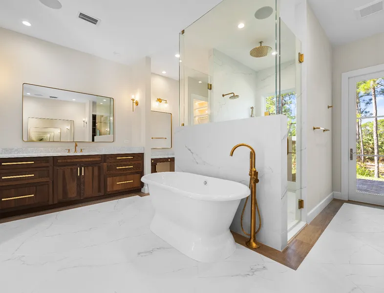 large master bathroom with soaking tub