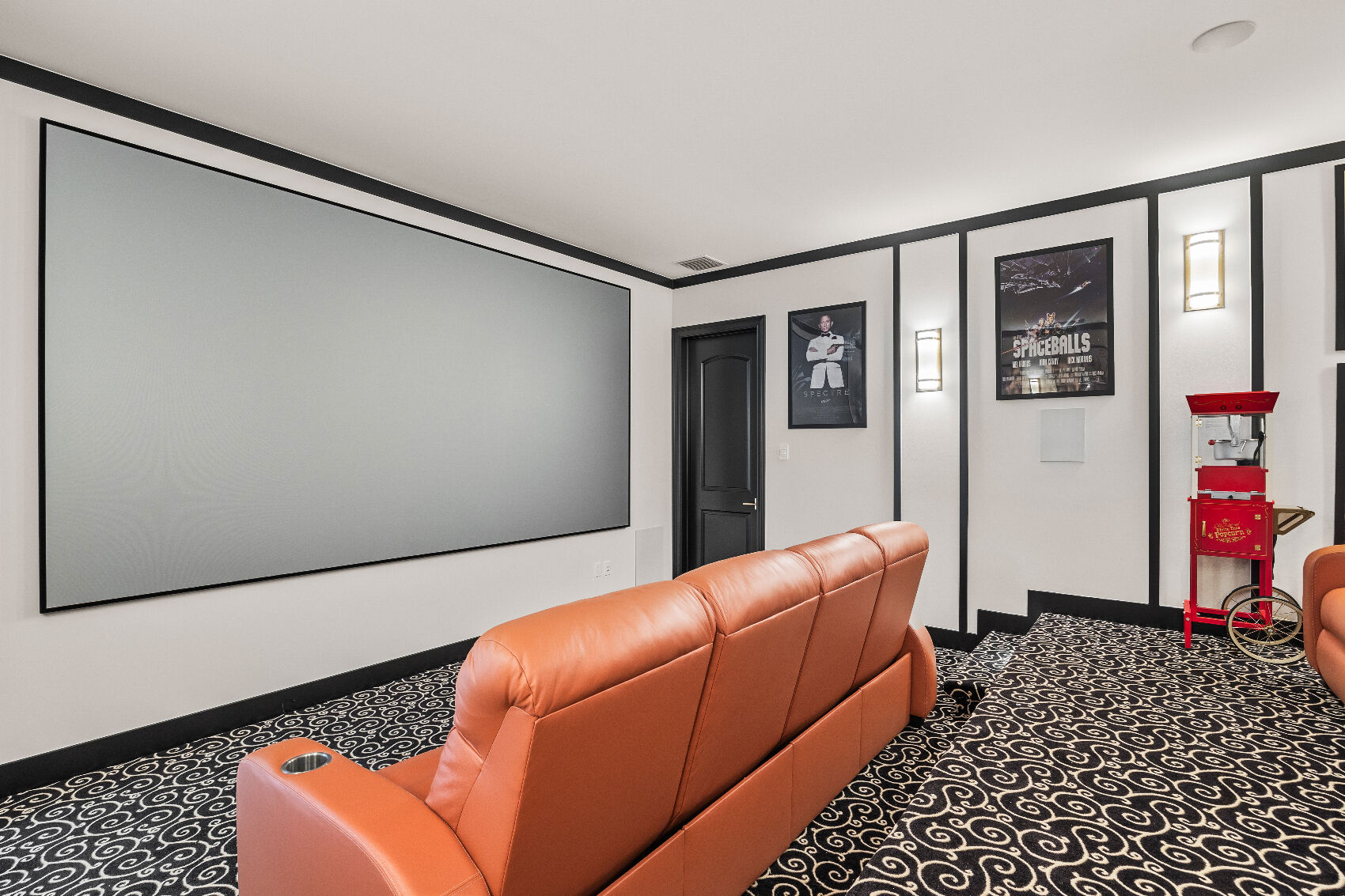 screening room with leather couches