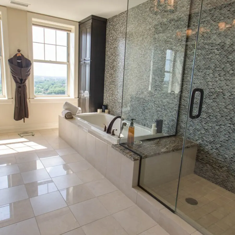 elegant bathroom overlooking the park of park view penthouse