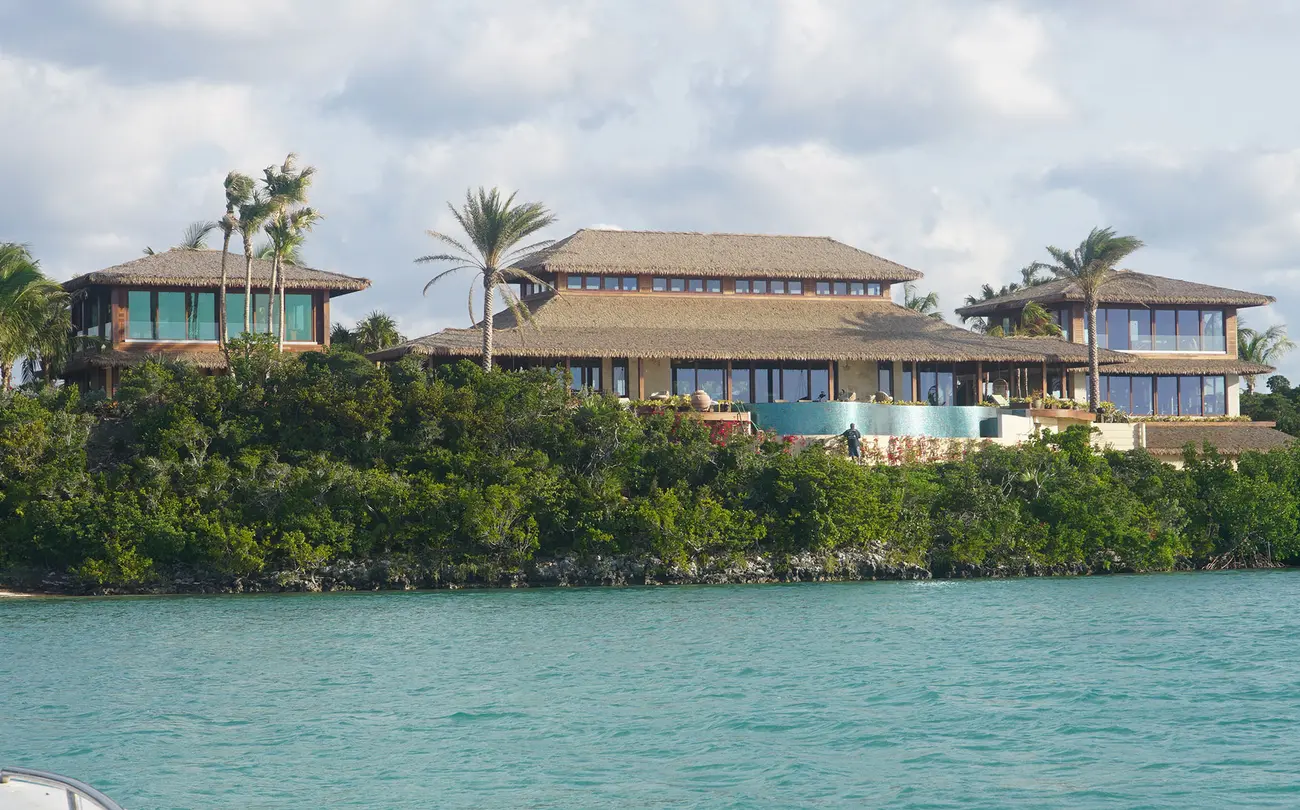 A across the water view of the private island retreat