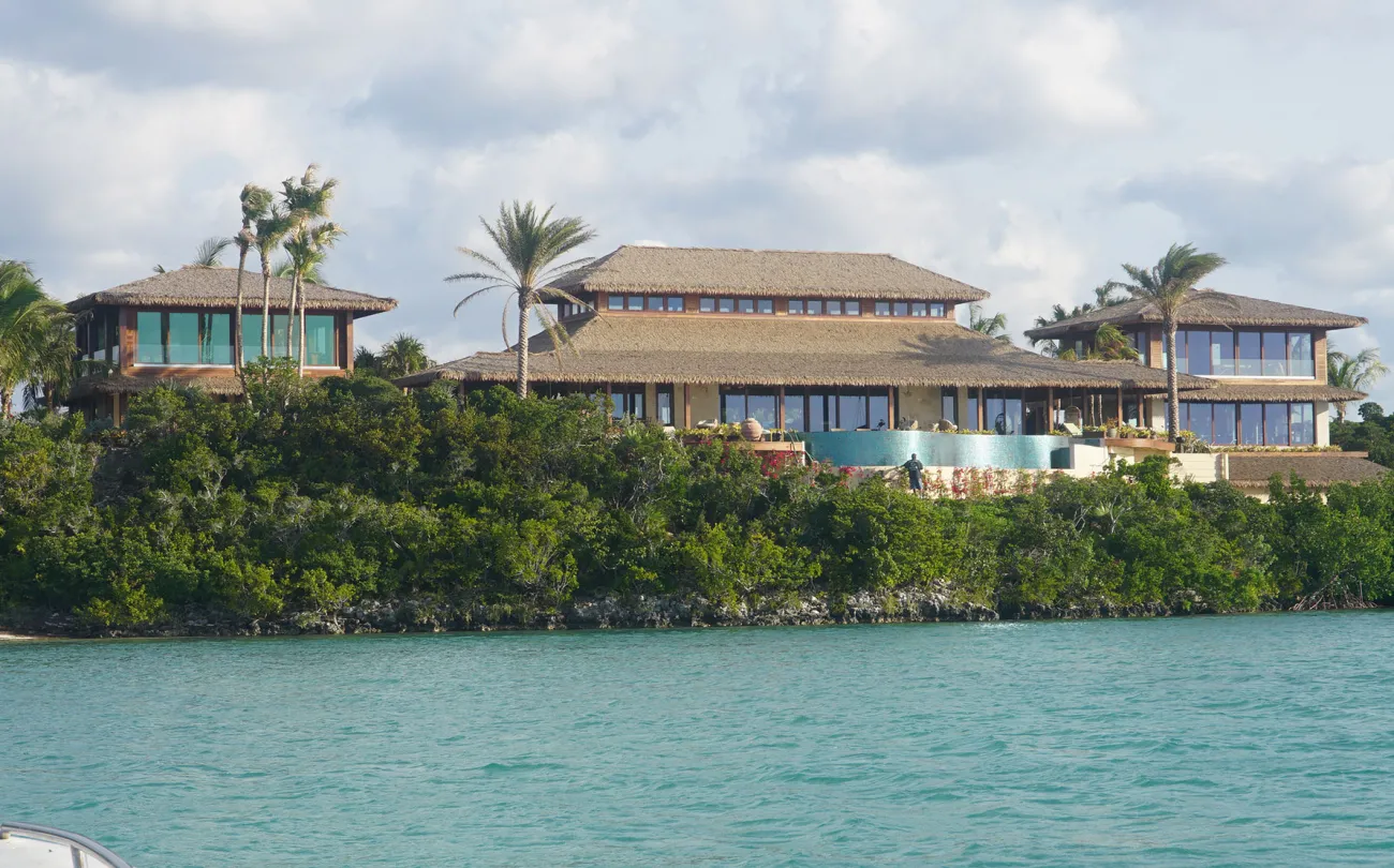 A across the water view of the private island retreat