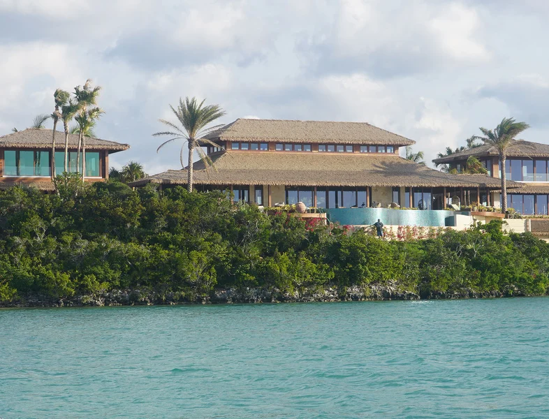 A across the water view of the private island retreat