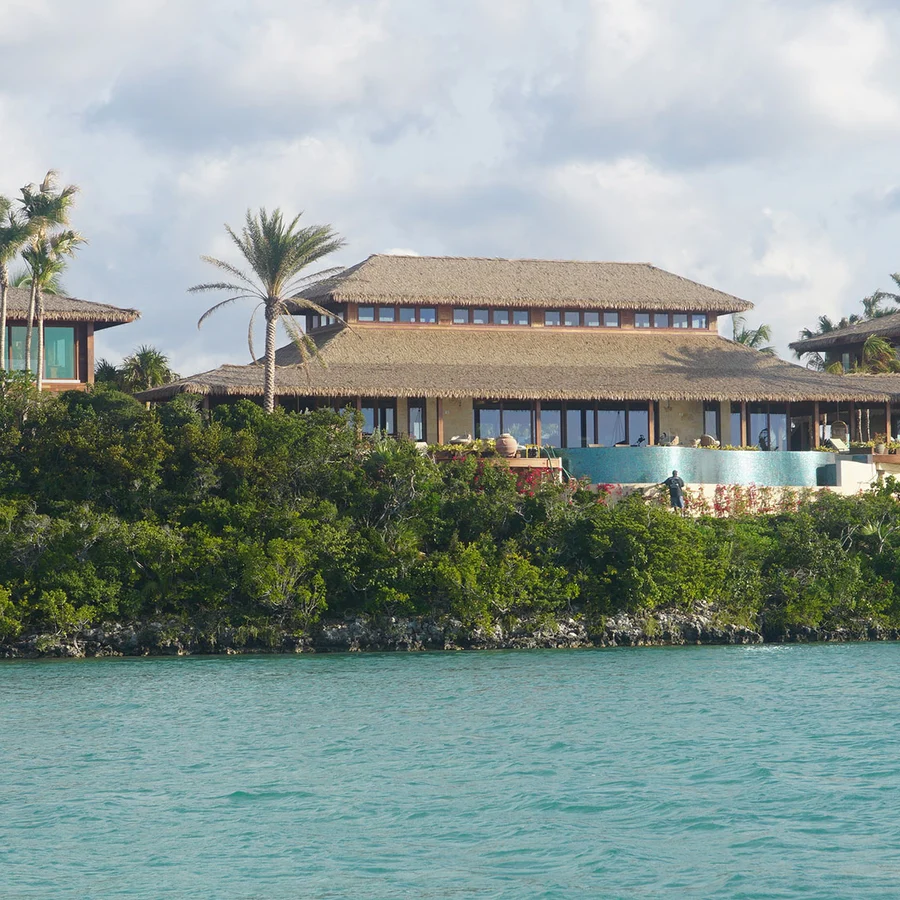 A across the water view of the private island retreat