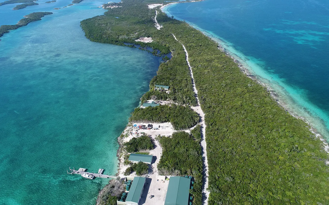 vertical image of the private island retreat in the Bahamas