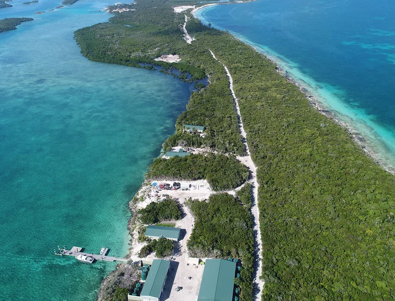 vertical image of the private island retreat in the Bahamas