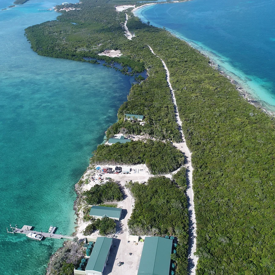 vertical image of the private island retreat in the Bahamas