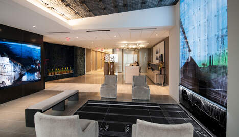 lobby in riverfront high rise offices