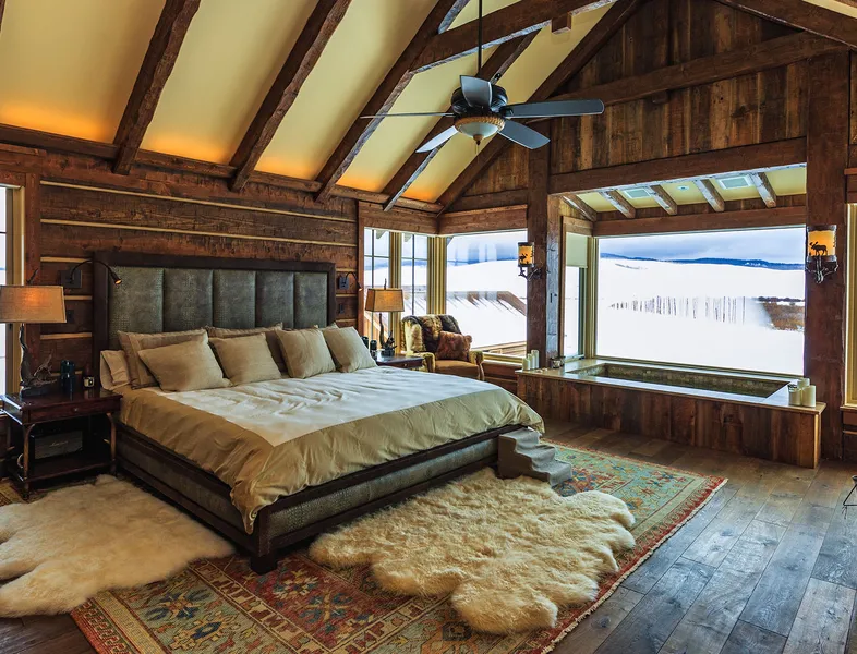 beautiful bedroom overlooking the twin eagle ranch