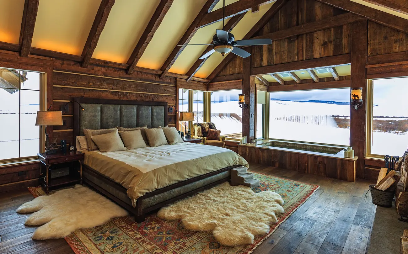 beautiful bedroom overlooking the twin eagle ranch