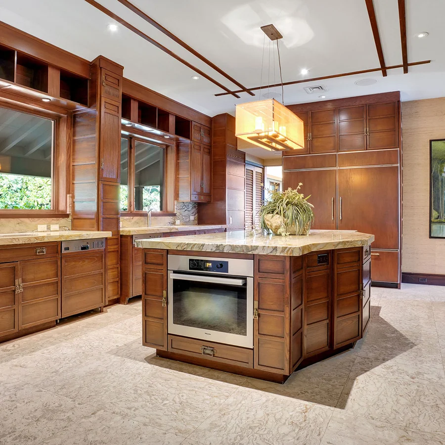 large kitchen with kitchen island