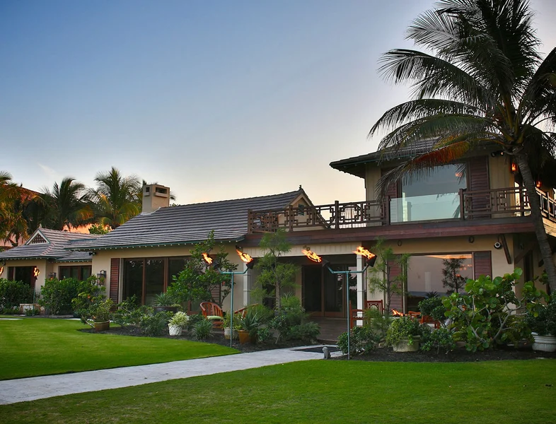 beautiful look at a palm beach home at sundown