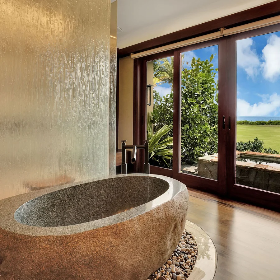 Master bathroom overlooking the oceanfront